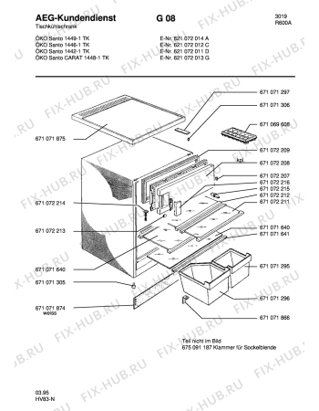 Взрыв-схема холодильника Aeg SAN1449 TK - Схема узла Housing 001